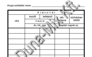 Betegség nyílvántartó-lap 1